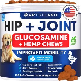 Hemp Hip and Joint Supplement for Dogs Glucosamine for Dogs Joint Pain Relief Chews with Chondroitin MSM Hemp Oil Mobility Support Canine Cartilage H