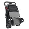 Pet Stroller, 44 lbs Weight Capacity, Foldable Dog Stroller Cart, 4 Wheels Cats Stroller with Mesh Windows & Revrsible Handle, Portable Pet Carrier S