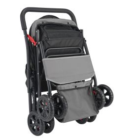 Pet Stroller, 44 lbs Weight Capacity, Foldable Dog Stroller Cart, 4 Wheels Cats Stroller with Mesh Windows & Revrsible Handle, Portable Pet Carrier S