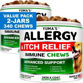 2 Pack Dog Allergy Relief Chews Dog Itching Skin Relief Treatment Pills Anti Itch for Dogs Itchy and Paw Licking Dry Skin & Hot Spots Omega 3 Fish Oi