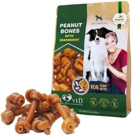 Dog Peanut Butter Bones with Cranberry Rawhide Free Chew Treats Pet Natural Mini & Big Organic Snacks Healthy Collagen & Bulk Best Chews for Small &