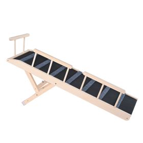 Dog Ramp, Folding Pet Ramp for Bed, Adjustable Dog Ramp for Small, Large, Old Dogs & Cats, Wooden Pet Ramp with 47.2" Long Ramp, Adjustable from 13.8
