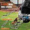 Dog Stair for Cars, Wide 5-step Dog Car Steps, Folding Dog Car Ramp with Nonslip Surface, Portable Pet Steps Lightweight Aluminum for Car, SUV and Tr