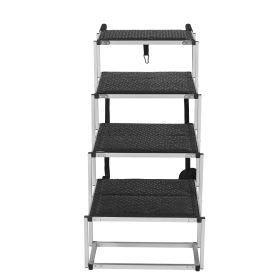 Dog Stair for Cars, Wide 4-step Dog Car Steps, Folding Dog Car Ramp with Nonslip Surface, Portable Pet Steps Lightweight Aluminum for Car, SUV and Tr