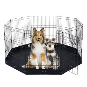 Dog Playpen, 8 Pcs 30"H x 24"W Panels Foldable Metal Pet Exercise Pen, Dog Fence Indoor and Outdoor Pen with Door, 600D Oxford Fabric Bottom Pad, Pet