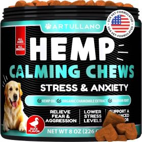 Hemp Calming Chews for Dogs Dog Anxiety Relief Treats with Hemp Oil Turmeric Valerian Ginger Health and Wellness Supplements for Dogs Hip and Joint S