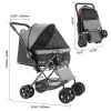 Pet Stroller, 44 lbs Weight Capacity, Foldable Dog Stroller Cart, 4 Wheels Cats Stroller with Mesh Windows & Revrsible Handle, Portable Pet Carrier S