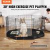 Dog Playpen, 8 Pcs 30"H x 24"W Panels Foldable Metal Pet Exercise Pen, Dog Fence Indoor and Outdoor Pen with Door, 600D Oxford Fabric Bottom Pad, Pet