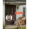 Dog Door for Sliding Glass Door, 75 7/8 to 80 11/16 in Adjustable Height, Aluminum Alloy Frame with Rotating Hinges, Lock Design, 10 1/4 x 16 1/4 in